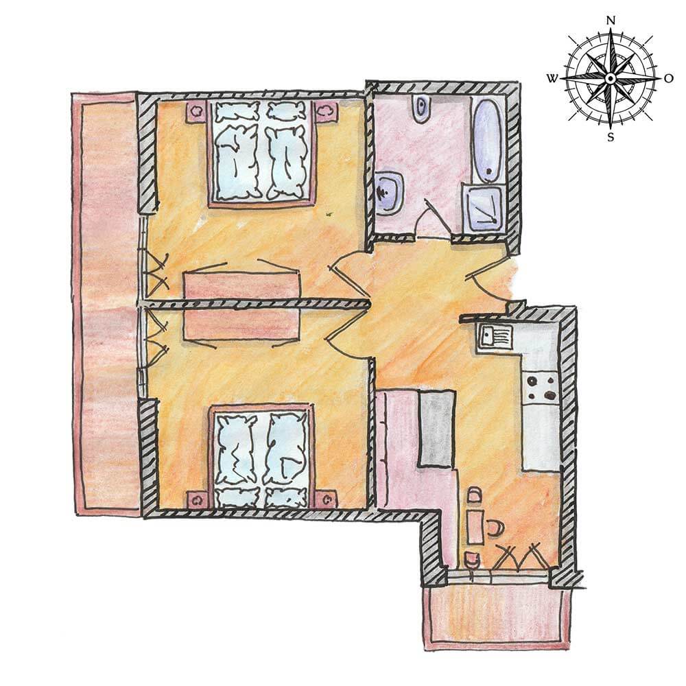 Grundriss der Ferienwohnung Hirsch